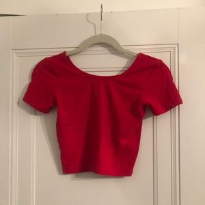 Red Short Sleeve Crop Top
